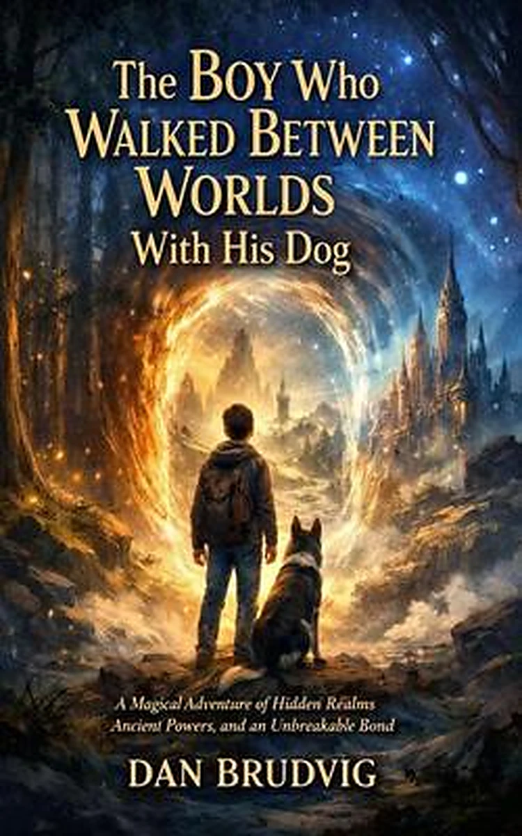Cover of The Boy Who Walked Between Worlds With His Dog by Dan Brudvig
